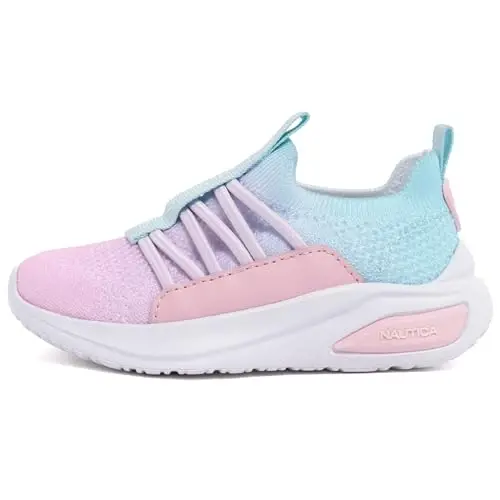 Nautica Girls Athletic Slip-On Sneakers, Comfortable Bungee Running Shoes, Stylish Tennis Footwear for Active Kids, Big Kid, Little Kid, Toddler - 2