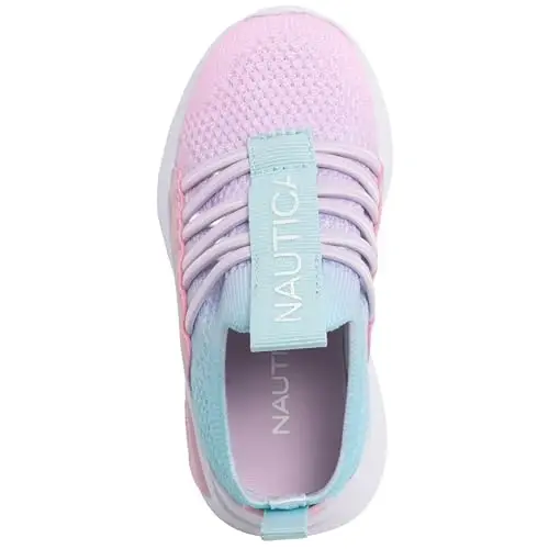Nautica Girls Athletic Slip-On Sneakers, Comfortable Bungee Running Shoes, Stylish Tennis Footwear for Active Kids, Big Kid, Little Kid, Toddler - 4