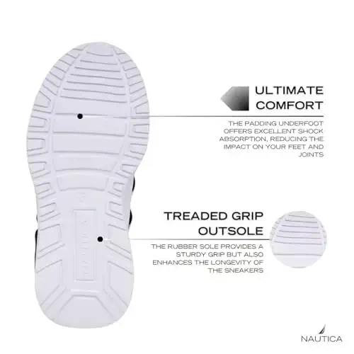 Nautica Kids Athletic Slip-On Krossovkalari - O'g'il va qizlar uchun qulay Bungee yugurish poyafzallari - Faol bolalar uchun zamonaviy va qo'llab-quvvatlovchi poyafzal (Katta bola/Kichik bola/Yuruvchi) - 5