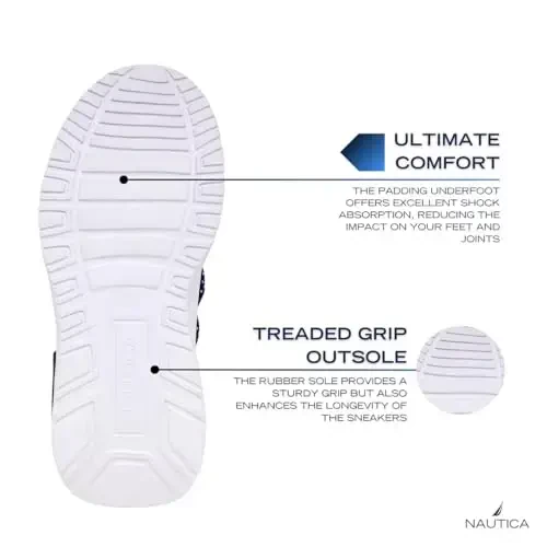 Nautica Kids Athletic Slip-On Krossovkalari - O'g'il va qizlar uchun qulay Bungee yugurish poyafzallari - Faol bolalar uchun zamonaviy va qulay poyafzal (Katta bola/Kichik bola/Yangi o'rgangan bola) - 5