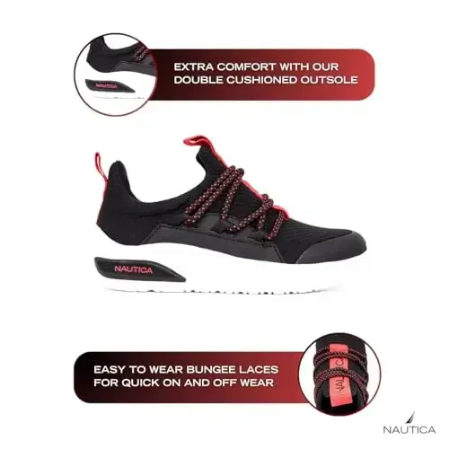 Nautica Kids Athletic Slip-On Poyabzal - O'g'il va qizlar uchun qulay Bungee yugurish poyabzallari - Faol bolalar uchun zamonaviy va qulay poyabzal (Katta bola/Kichik bola/Yosh bola) - 2