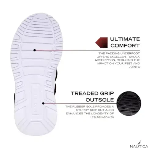 Nautica Kids Athletic Slip-On Poyabzal - O'g'il va qizlar uchun qulay Bungee yugurish poyabzallari - Faol bolalar uchun zamonaviy va qulay poyabzal (Katta bola/Kichik bola/Yosh bola) - 5