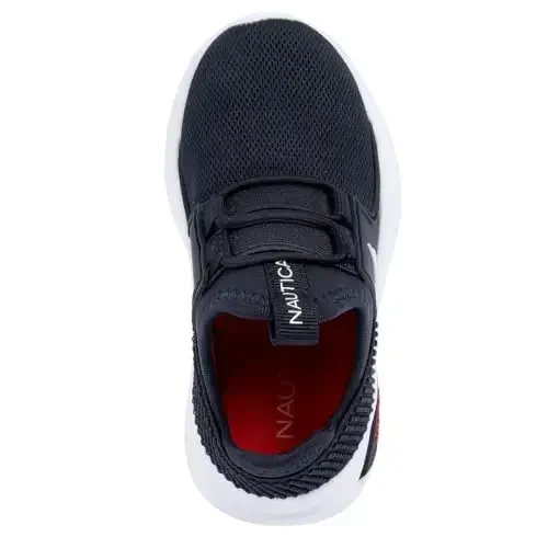 Nautica Kids Athletic Slip-On Sneakers - Comfortable Bungee Running Shoes for Boys and Girls - Stylish and Supportive Footwear for Active Kids (Big Kid/Little Kid/Toddler) - 4
