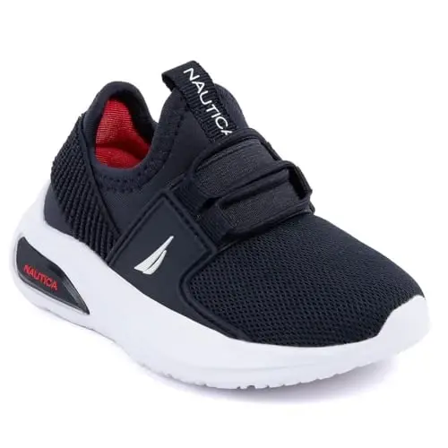 Nautica Kids Athletic Slip-On Sneakers - Comfortable Bungee Running Shoes for Boys and Girls - Stylish and Supportive Footwear for Active Kids (Big Kid/Little Kid/Toddler) 