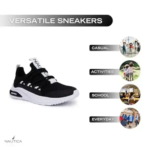 Nautica Kids Athletic Slip-On Sneakers - Comfortable Bungee Running Shoes for Boys and Girls - Stylish and Supportive Footwear for Active Kids (Big Kid/Little Kid/Toddler) - 6