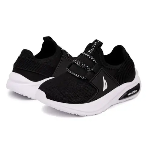 Nautica Kids Athletic Slip-On Sneakers - Comfortable Bungee Running Shoes for Boys and Girls - Stylish and Supportive Footwear for Active Kids (Big Kid/Little Kid/Toddler) - 12