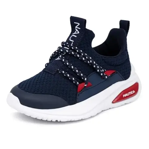 Nautica Kids Athletic Slip-On Sneakers - Comfortable Bungee Running Shoes for Boys and Girls - Stylish and Supportive Footwear for Active Kids (Big Kid/Little Kid/Toddler) 