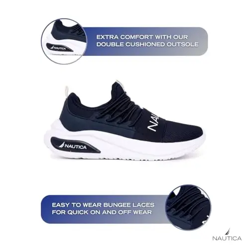 Nautica Kids Athletic Slip-On Sneakers - Comfortable Bungee Running Shoes for Boys and Girls - Stylish and Supportive Footwear for Active Kids (Big Kid/Little Kid/Toddler) - NAUTICA (1)