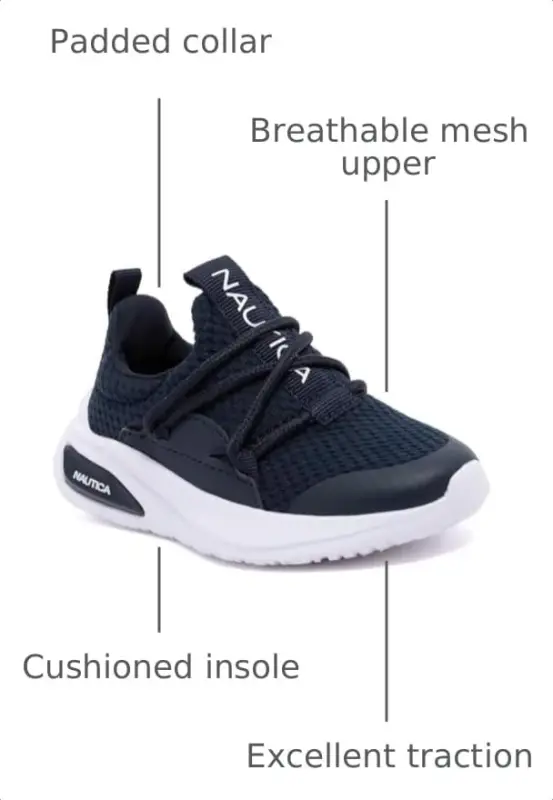 Nautica Kids Athletic Slip-On Sneakers - Comfortable Bungee Running Shoes for Boys and Girls - Stylish and Supportive Footwear for Active Kids (Big Kid/Little Kid/Toddler) - 3