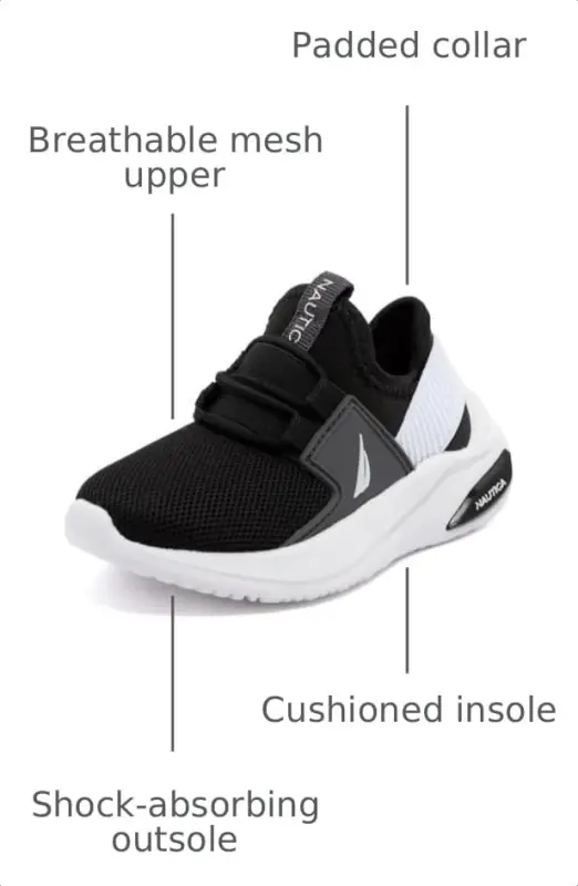 Nautica Kids Athletic Slip-On Sneakers - Comfortable Bungee Running Shoes for Boys and Girls - Stylish and Supportive Footwear for Active Kids (Big Kid/Little Kid/Toddler) - 3