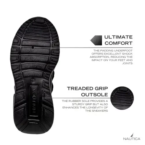 Nautica Kids Athletic Slip-On Sneakers - O'g'il va qizlar uchun qulay bungee yugurish poyabzallari - Faol bolalar uchun zamonaviy va qo'llab-quvvatlovchi poyabzal (Katta bola/Kichik bola/O'spirin) - 5