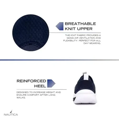 Nautica Kids Athletic Slip-On Sneakers - O'g'il va qizlar uchun qulay bungee yugurish poyabzallari - Faol bolalar uchun zamonaviy va qo'llab-quvvatlovchi poyabzal (Katta bola/Kichik bola/Yosh bola) - 7
