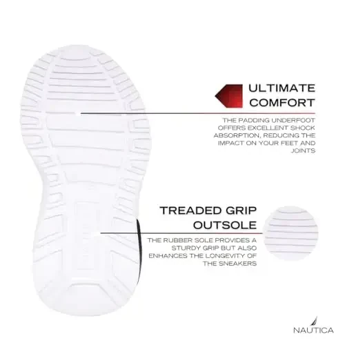 Nautica Kids Athletic Slip-On Sneakers - O'g'il va qizlar uchun qulay bungee yugurish poyabzallari - Faol bolalar uchun zamonaviy va qulay poyabzal (Katta bola/Kichik bola/Yosh bola) - 5