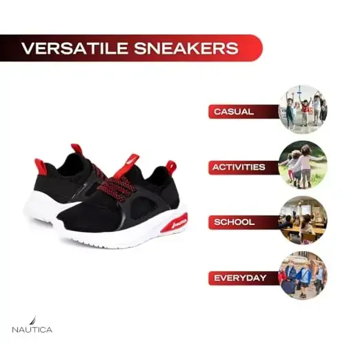 Nautica Kids Athletic Slip-On Sneakers - O'g'il va qizlar uchun qulay bungee yugurish poyabzallari - Faol bolalar uchun zamonaviy va qulay poyabzal (Katta bola/Kichik bola/Yosh bola) - 7