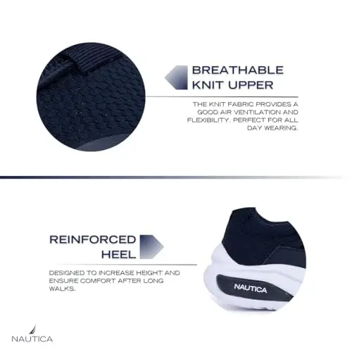 Nautica Kids Athletic Slip-On Sneakers - O'g'il va qizlar uchun qulay bungee yugurish poyafzallari - Faol bolalar uchun zamonaviy va qo'llab-quvvatlovchi poyafzal (Katta bola/Kichik bola/Yangi o'sib kelayotgan bola) - 6