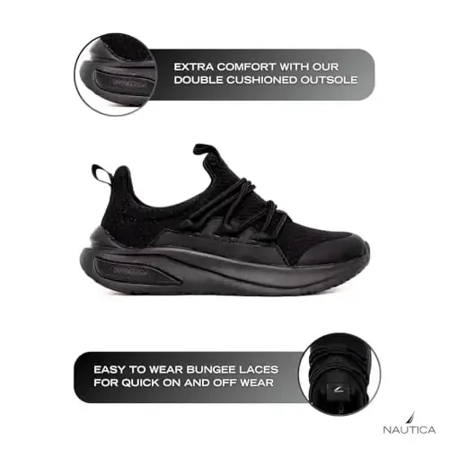 Nautica Kids Atletik Slip-On Krossovkalari - O'g'il va qizlar uchun qulay Bungee yugurish poyabzallari - Faol bolalar uchun zamonaviy va qo'llab-quvvatlovchi poyabzal (Katta bola/Kichik bola/Yosh bola) - NAUTICA (1)