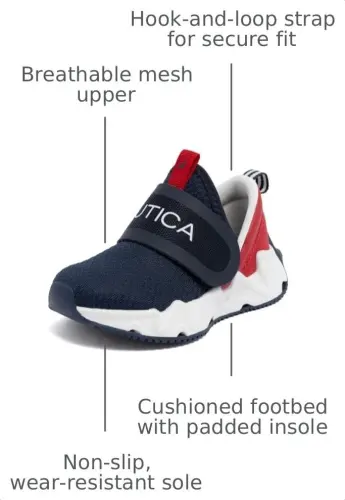 Nautica Kids Fashion Sneaker Athletic Running Shoe with Easy Strap for Boys and Girls Toddler and Little Kid - 3