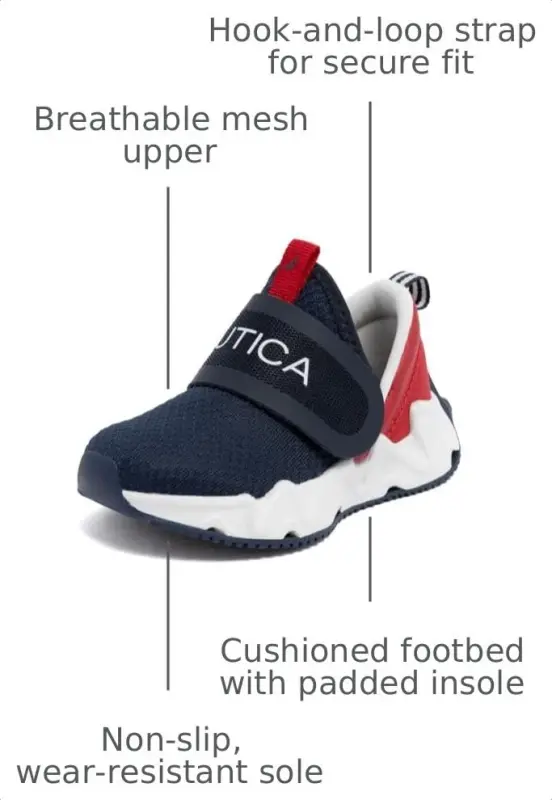 Nautica Kids Fashion Sneaker Athletic Running Shoe with Easy Strap for Boys and Girls Toddler and Little Kid - 3
