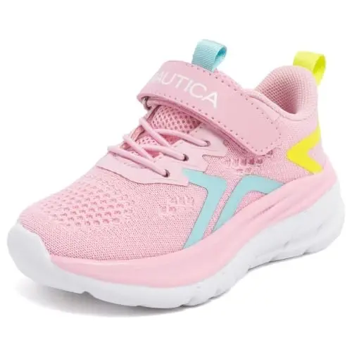 Nautica Kids Running Shoes for Boys and Girls, Lightweight Athletic Sneakers with Cushioned Comfort, Hook and Loop Strap, Bungee Lace Tennis Shoes for Toddler Little Kid and Big Kid 