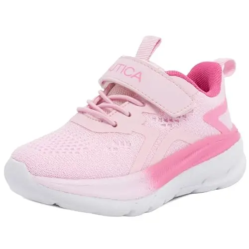 Nautica Kids Running Shoes for Boys and Girls, Lightweight Athletic Sneakers with Cushioned Comfort, Hook and Loop Strap, Bungee Lace Tennis Shoes for Toddler Little Kid and Big Kid 
