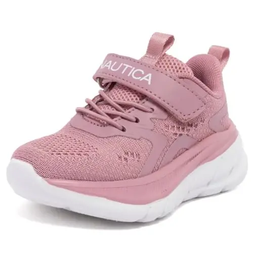 Nautica Kids Running Shoes for Boys and Girls, Lightweight Athletic Sneakers with Cushioned Comfort, Hook and Loop Strap, Bungee Lace Tennis Shoes for Toddler Little Kid and Big Kid 