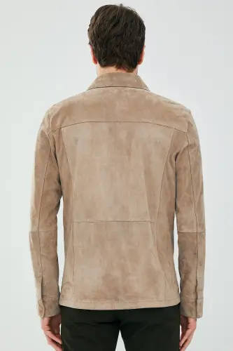 Navas Erkek Bej Gömlek Tarzı Süet Deri Ceket 23SGD648310 - SAND-SAND - 5