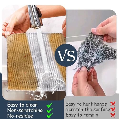 Navona 12 Pcs New Upgrade Steel Wire Dishcloth,Triple-Layer Steel Wire Cleaning Cloth,Powerful Cleaning Non-Scratch Wire Dishcloth Rag for Cookware, Sinks, Dishes, Stove Tops - 6