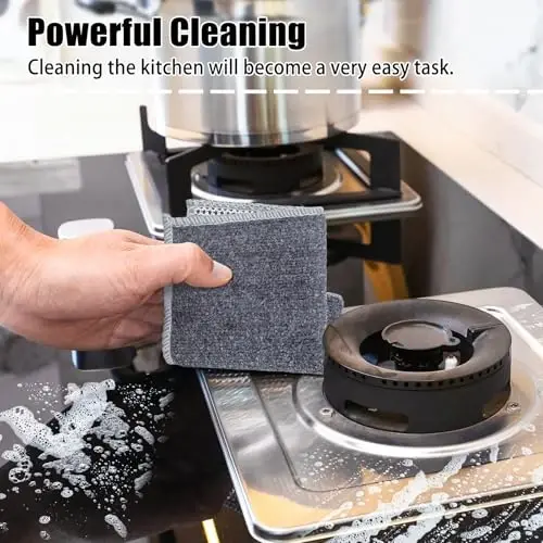 Navona 12 Pcs New Upgrade Steel Wire Dishcloth,Dry and Wet Dual-Use Steel Wire Cleaning Cloth,Powerful Cleaning Non-Scratch Wire Dishcloth Rag for Cookware, Sinks, Dishes, Stove Tops - 5