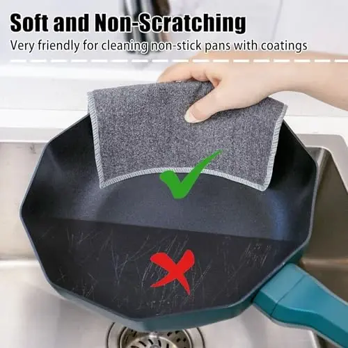 Navona 12 Pcs New Upgrade Steel Wire Dishcloth,Dry and Wet Dual-Use Steel Wire Cleaning Cloth,Powerful Cleaning Non-Scratch Wire Dishcloth Rag for Cookware, Sinks, Dishes, Stove Tops - 4