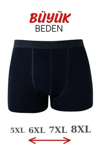 Navy 10-Pack Plus Size Men's Boxer Cotton Lycra - BÜYÜKBEDENIZ (1)