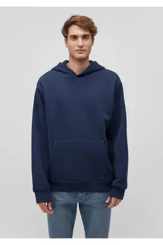 Navy Basic Hooded Sweatshirt - 3