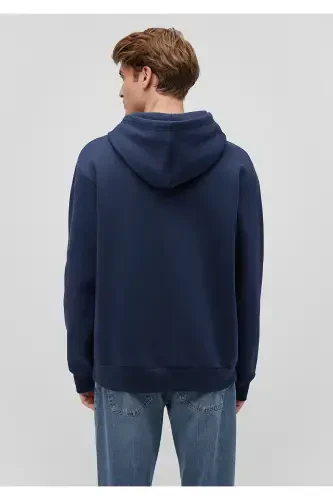 Navy Basic Hooded Sweatshirt - 4