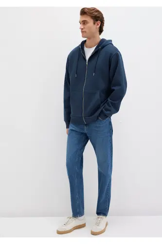 Navy Basic Sweatshirt with zipper hood, 0S10277-70490 - 2