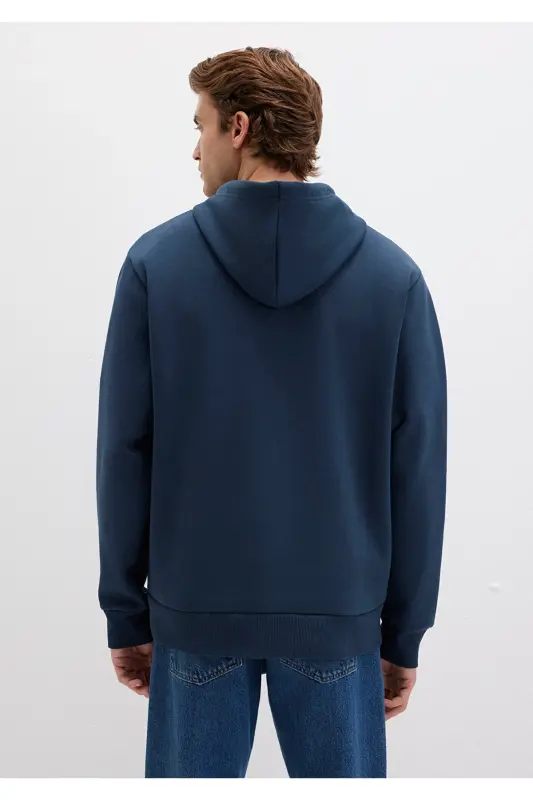 Navy Basic Sweatshirt with zipper hood, 0S10277-70490 - 5