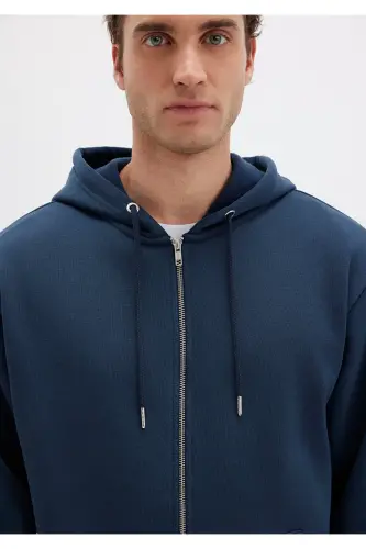 Navy Basic Sweatshirt with zipper hood, 0S10277-70490 - 6