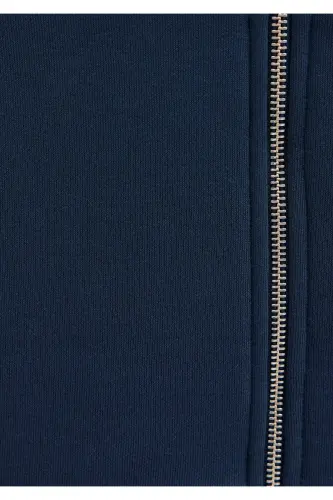 Navy Basic Sweatshirt with zipper hood, 0S10277-70490 - 8