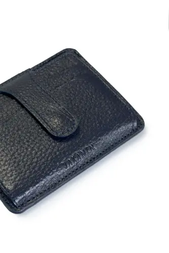 Navy Blue 100% Leather Card Holder - 3