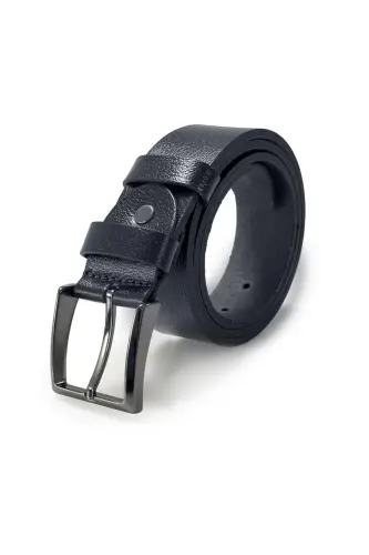 Navy Blue 100% Leather Casual Belt - 1