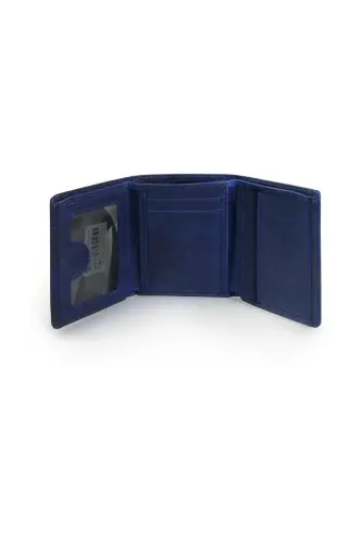 Navy Blue 100% Leather Wallet - 4