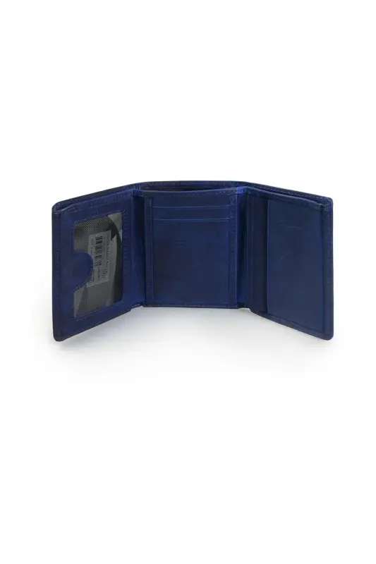 Navy Blue 100% Leather Wallet - 4