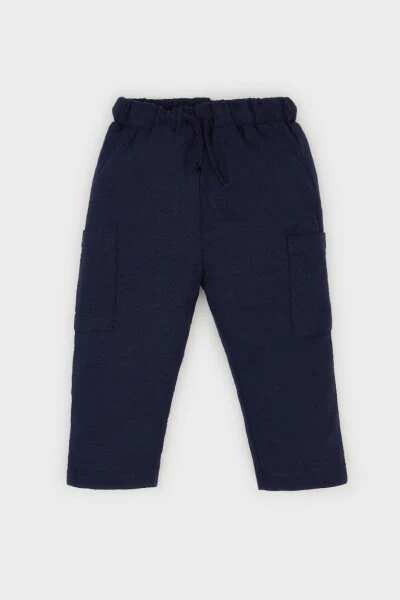 Navy Blue Baby Boy Elastic Waist Pants - DEFACTO