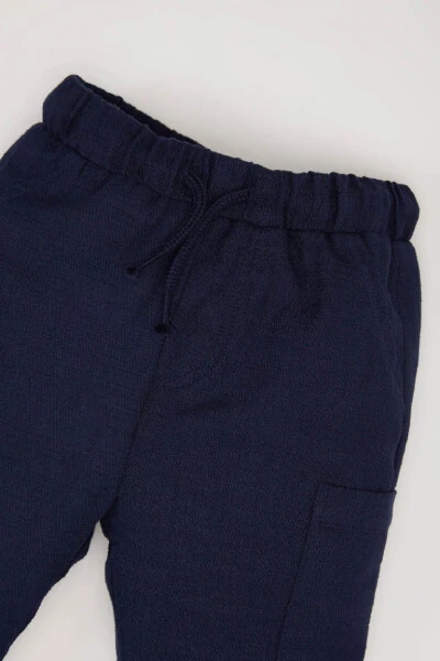 Navy Blue Baby Boy Elastic Waist Pants - DEFACTO (1)