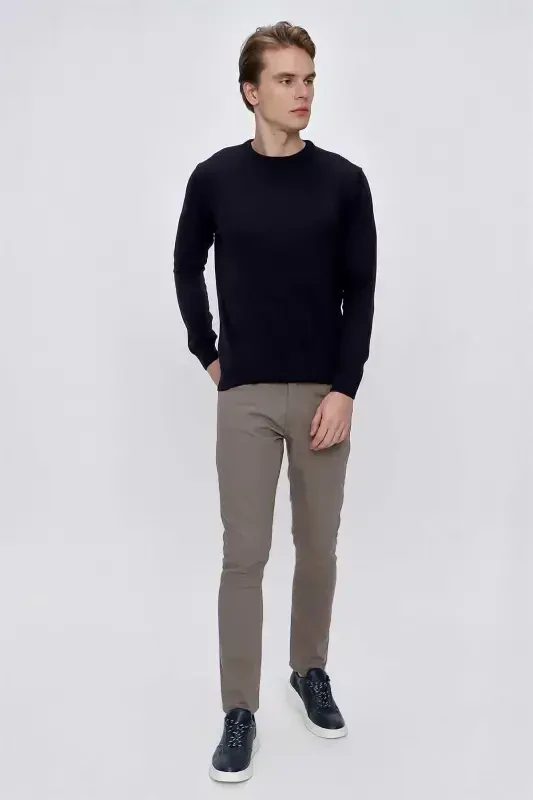 Navy Blue Basic Dynamic Fit Comfort Fit Crew Neck Knitted Sweater - 5