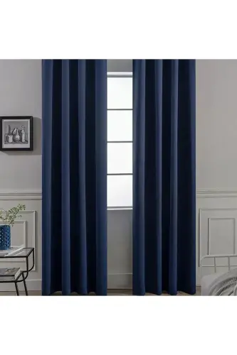 Navy Blue Blackout Curtain with Width and Length Options, Sunshade, 100% Light Blocking Back Curtain-NAVY BLUE 