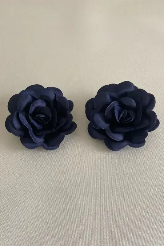 Navy Blue Bridal Veil Set, Groom Shoulder Cover, Jewelry Ribbon, Hand Rose, Henna Veil Shawl, 10 Pieces-Navy Blue - 4