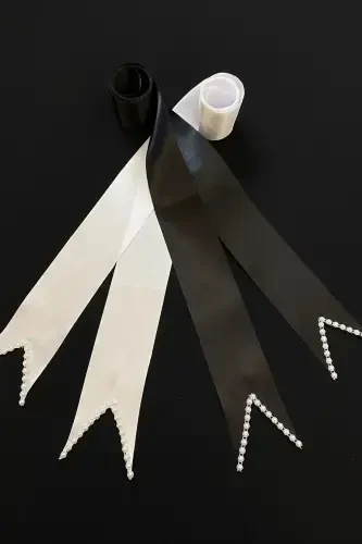 Navy Blue Bridal Veil Set, Groom Shoulder Cover, Jewelry Ribbon, Hand Rose, Henna Veil Shawl, 10 Pieces-Navy Blue - 5