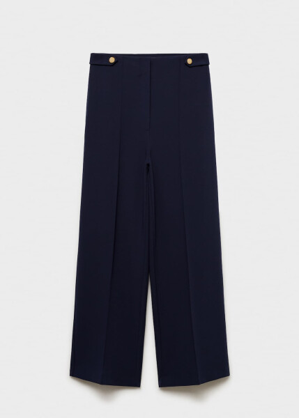 Navy blue button-up pants with straight cut - 3