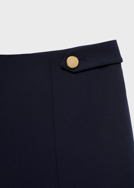 Navy blue button-up pants with straight cut - 7