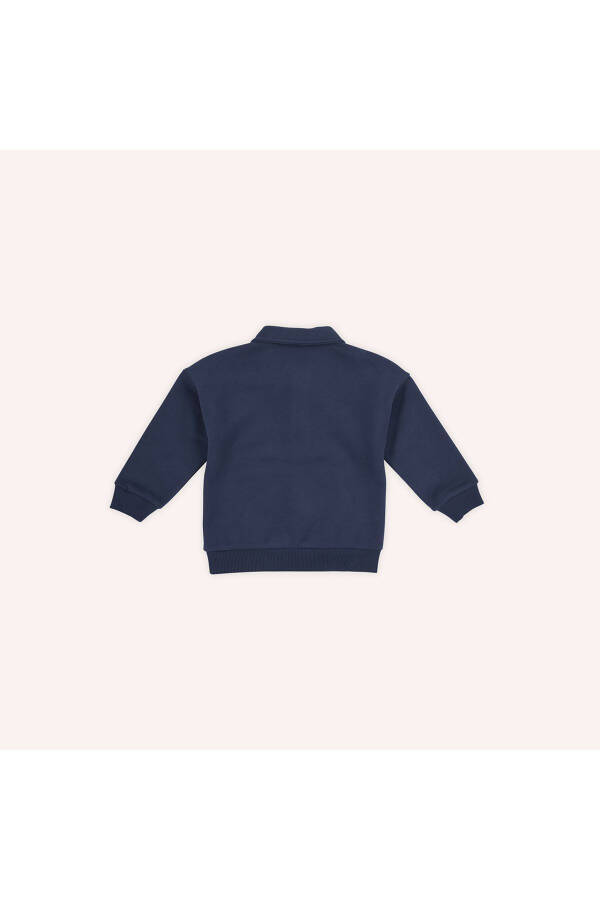 Navy blue buttoned baby boy sweatshirt - 8