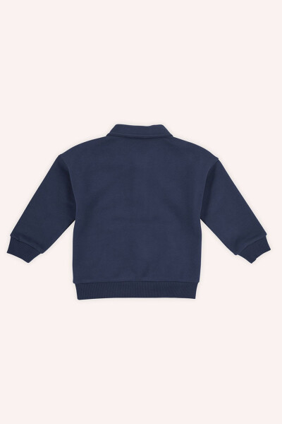 Navy blue buttoned baby boy sweatshirt - 2